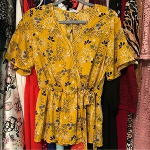 Sienna Sky Mustard Floral Blouse